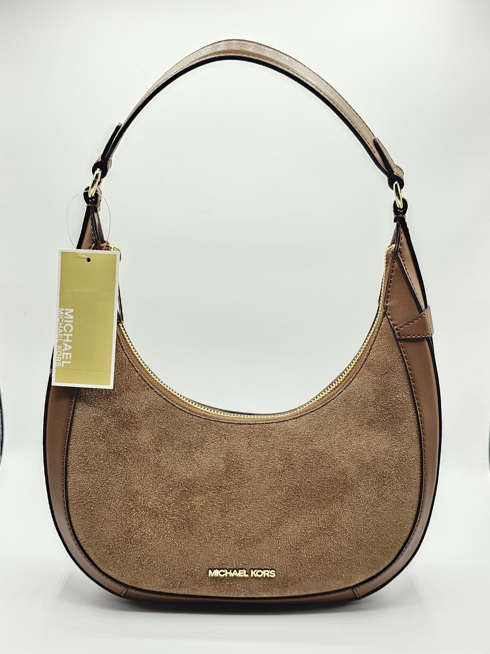 Michael Kors Preston Small Brown Suede Leather Hobo Shoulder Bag NWT